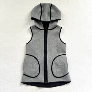 Lululemon Women Black Gray Insculpt Reversible Spacer Top Full Zip Hood Vest 4
